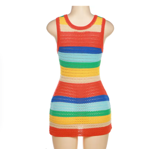 VENUS | Crochet Striped Dress