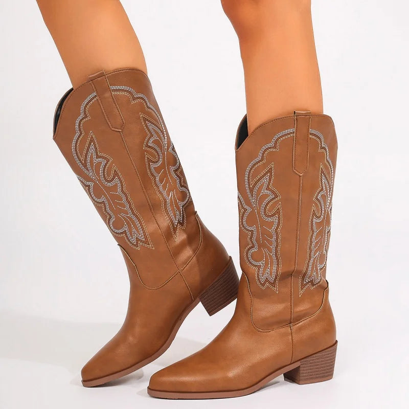 CHELSEA | Point Toe Low Block Heel  Western Boots