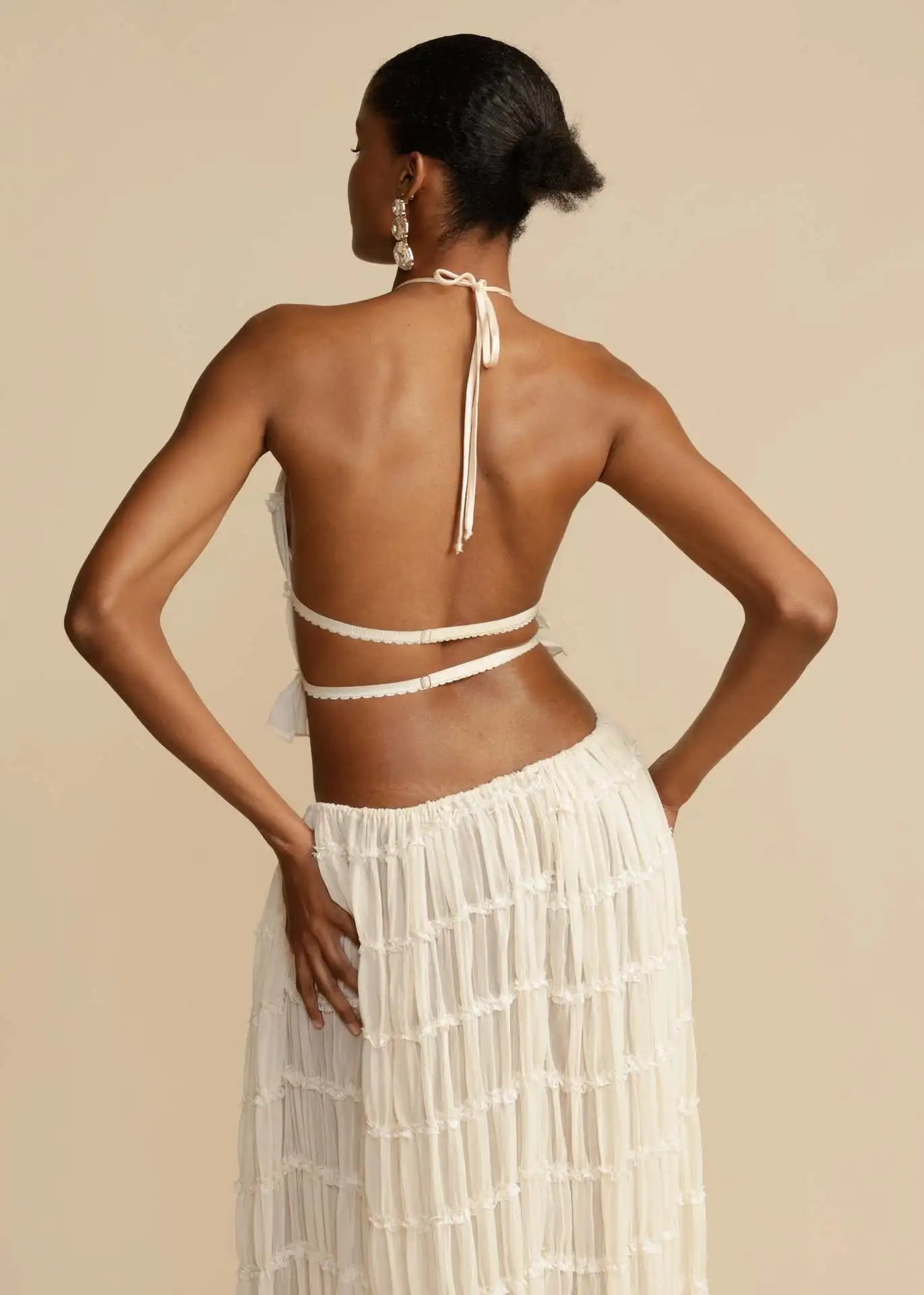 LANA | Backless Sling Top & Lace-Up Fold Maxi Skirt (Two Piece)