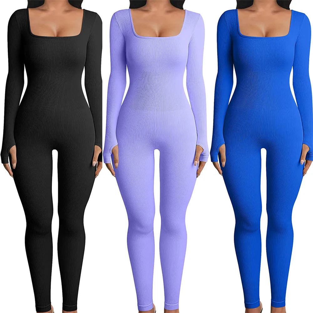 KIM| Square Neck Bodycon Jumpsuit