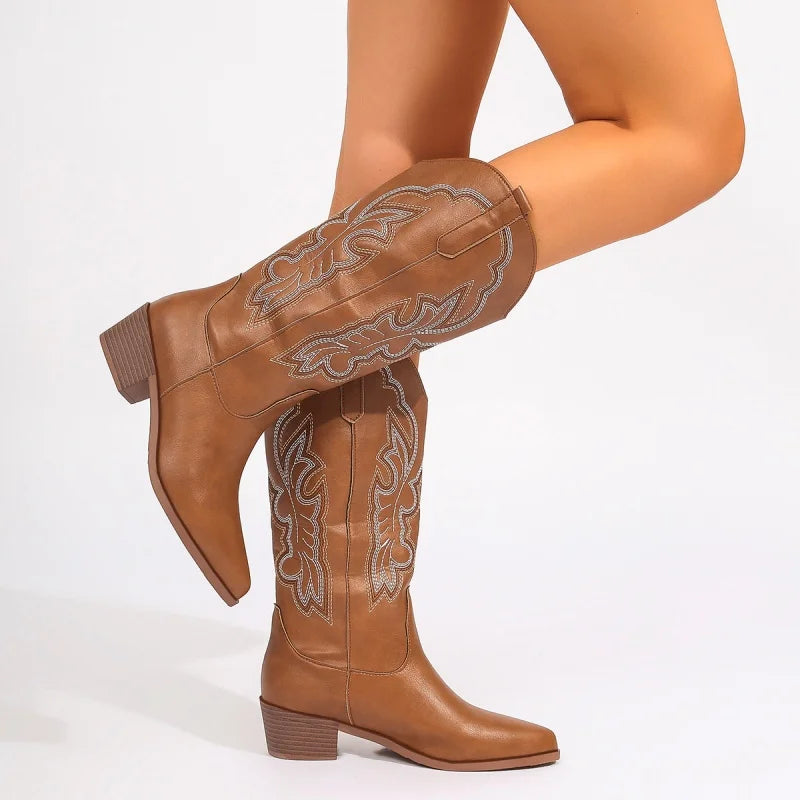 CHELSEA | Point Toe Low Block Heel  Western Boots