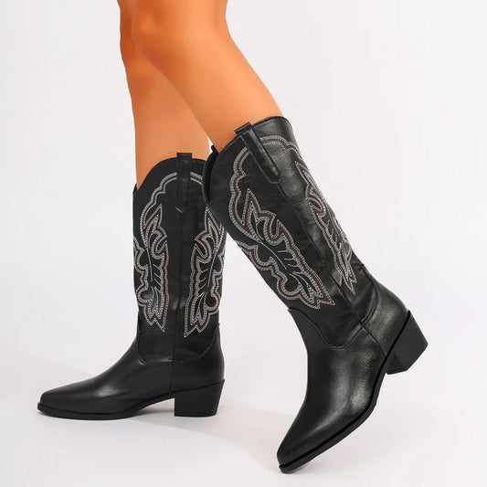 CHELSEA | Point Toe Low Block Heel  Western Boots