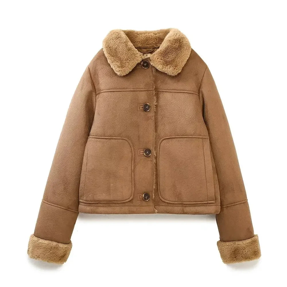 CLARA | Cropped Faux Shearling Fleece Jacket