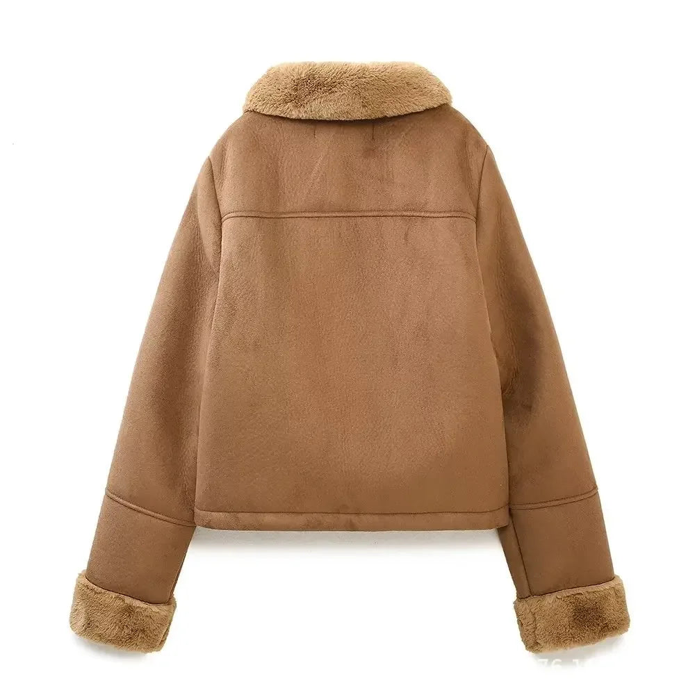 CLARA | Cropped Faux Shearling Fleece Jacket